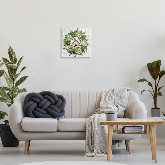 Stupell Industries Spring Birdhouse Wreath Canvas Wall Art